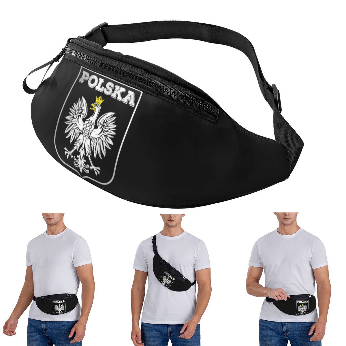 Running Gear Bag For Men - Riñonera cruzada con logotipo de Polska,